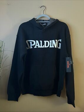 Spalding Black Crewneck Sweater with White Logo